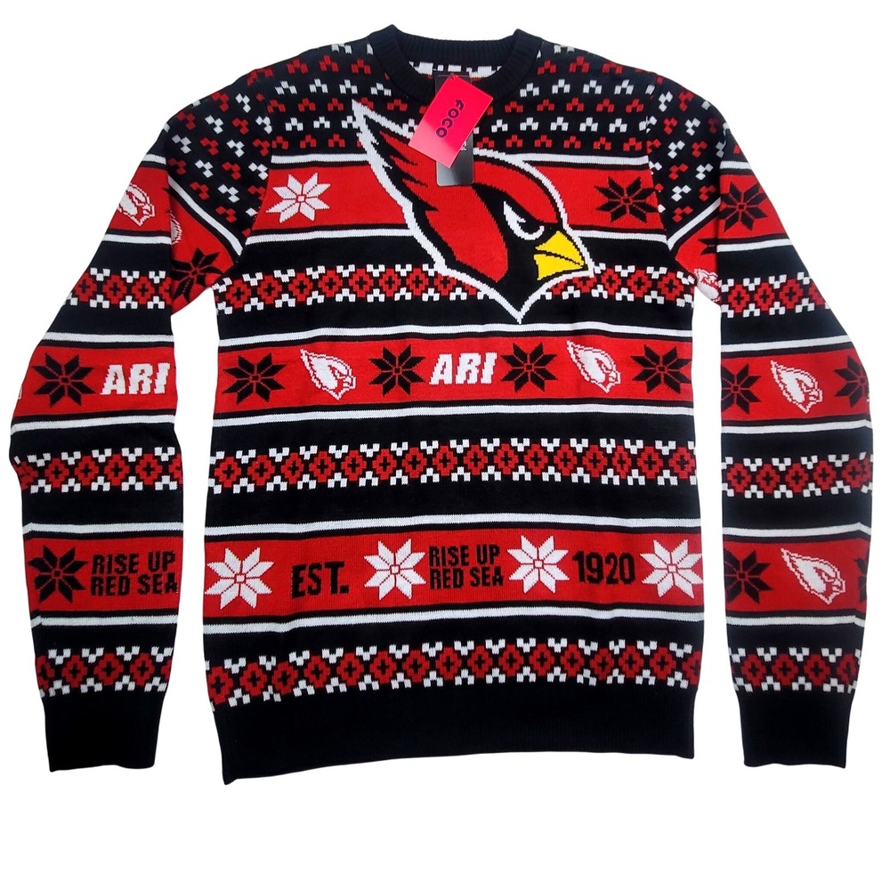 Arizona Cardinals NFL Ugly‎ Christmas Sweater Men's Size S Red Black FOCO NWT